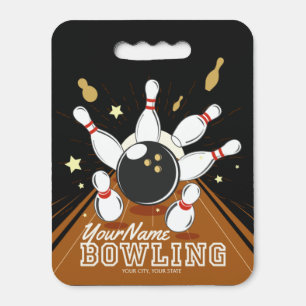 Personalized Bowler Strike Bowling Lanes Ball Pins Seat Cushion