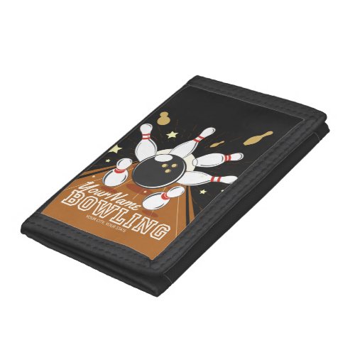 Personalized Bowler Strike Bowling Lanes Ball Pins Trifold Wallet