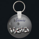 Personalized bowling ball and strike keychain<br><div class="desc">Custom bowling keychains</div>