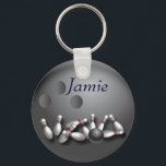 Personalized bowling ball and strike keychain<br><div class="desc">Custom bowling keychains</div>
