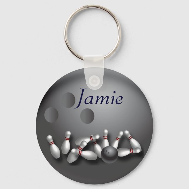 Personalized bowling ball and strike keychain (Front)