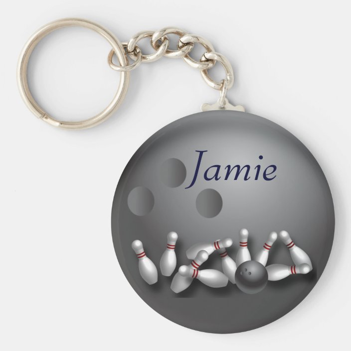 Personalized bowling ball and strike keychain Zazzle