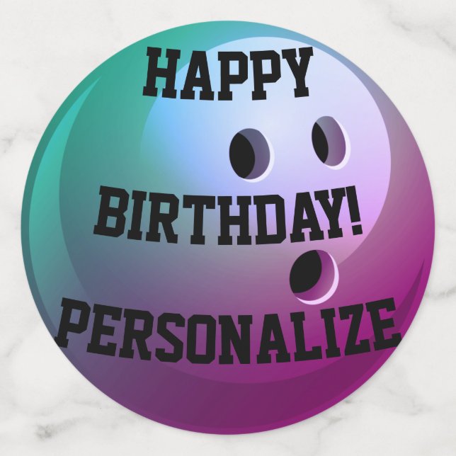 Personalized Bowling Ball Happy Birthday Confetti (Large Front)