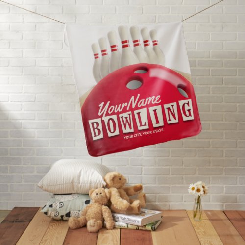 Personalized Bowling Ball Lanes Pins Retro League Baby Blanket