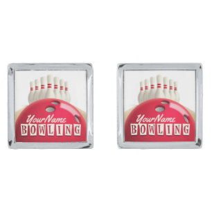Personalized Bowling Ball Lanes Pins Retro League Cufflinks