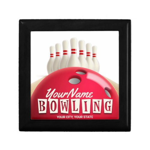 Personalized Bowling Ball Lanes Pins Retro League Gift Box