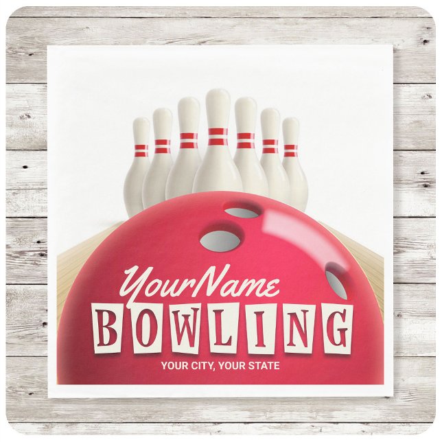 Personalized Bowling Ball Lanes Pins Retro League  Napkins (Creator Uploaded)