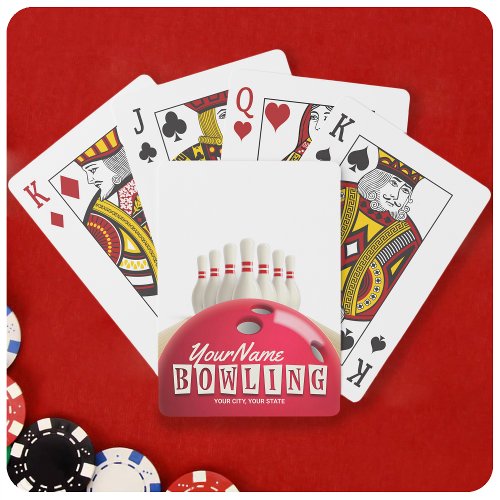 Personalized Bowling Ball Lanes Pins Retro League Playing Cards