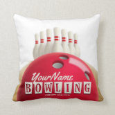 Bowling Ball Shoe And Pin With Your Custom Name Round Pillow