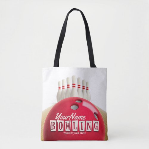 Personalized Bowling Ball Lanes Pins Retro League Tote Bag