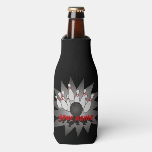 Personalized Bowling Ball Pins Strike Bottle Cooler