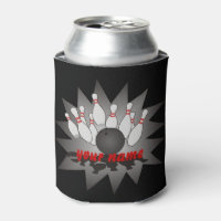 Personalized Bowling Ball Pins Strike Can Cooler