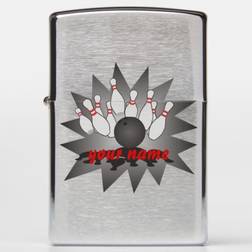 Personalized Bowling Ball Pins Strike Zippo Lighter