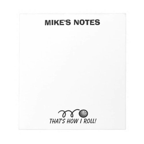 Personalized bowling ball template memo writing notepad