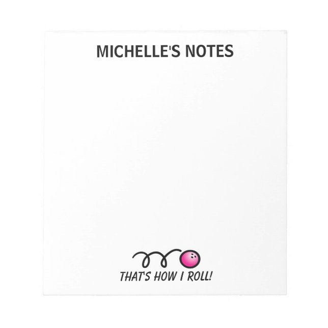 Personalized bowling ball template memo writing notepad (Front)
