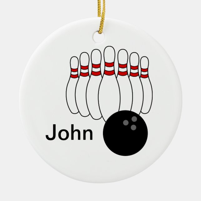 Personalized Bowling Ceramic Ornament (Front)