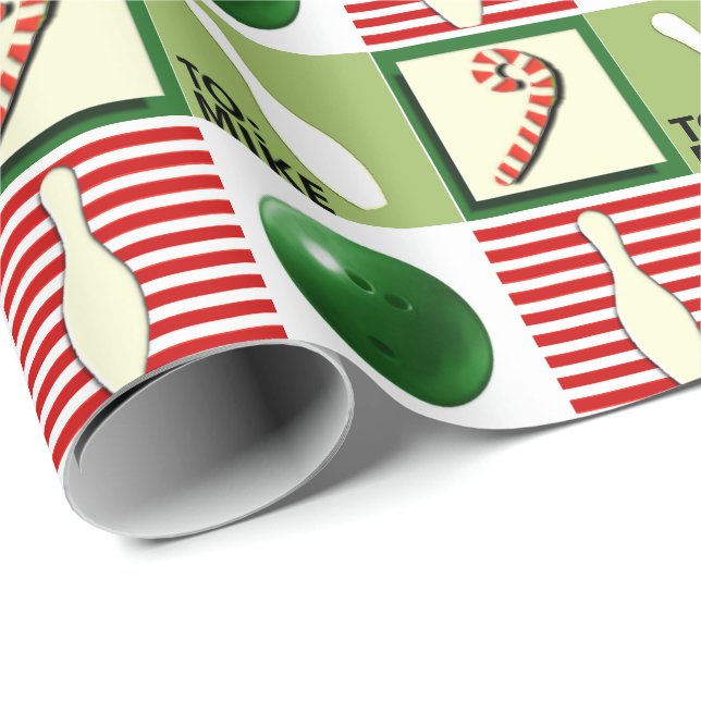 Personalized Bowling Christmas Wrapping Paper (Roll Corner)