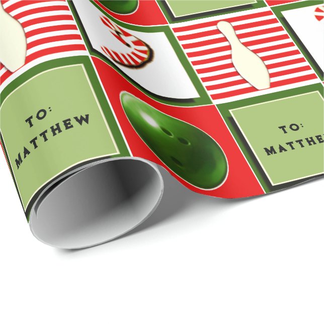 Personalized Bowling Christmas Wrapping Paper (Roll Corner)