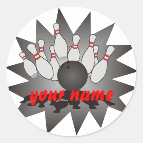 Personalized Bowling Classic Round Sticker