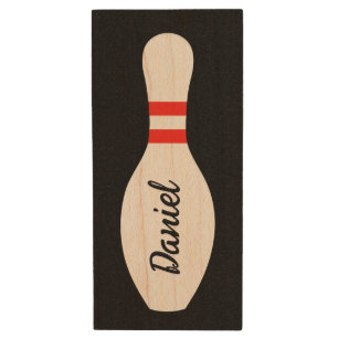 Personalized bowling pin USB Wood Flash Drive