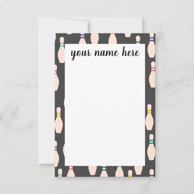 Personalized Bowling Pins Notecards (Front)