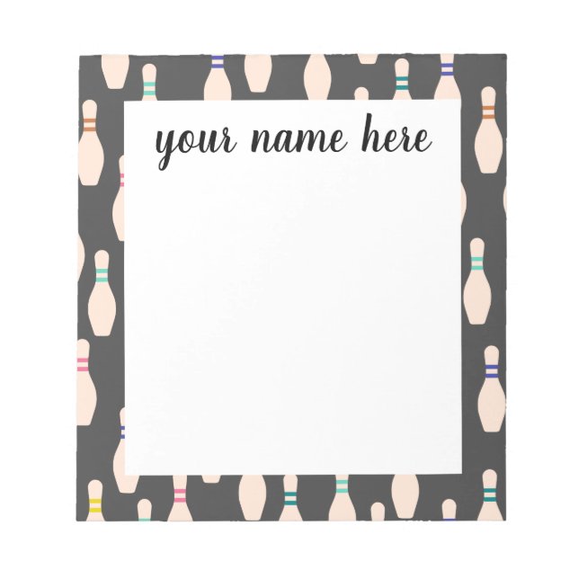 Personalized Bowling Pins Notepad (Front)