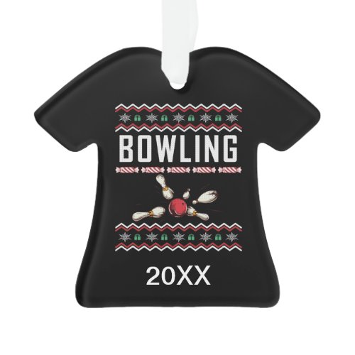 Personalized Bowling Pins Ugly Christmas Sweater Ornament