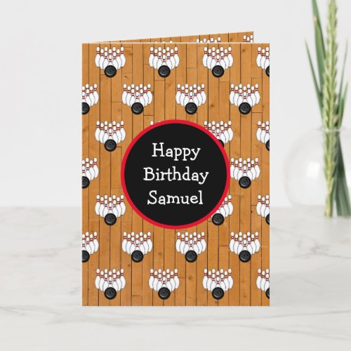Personalized Bowling Themed Birthday   Card