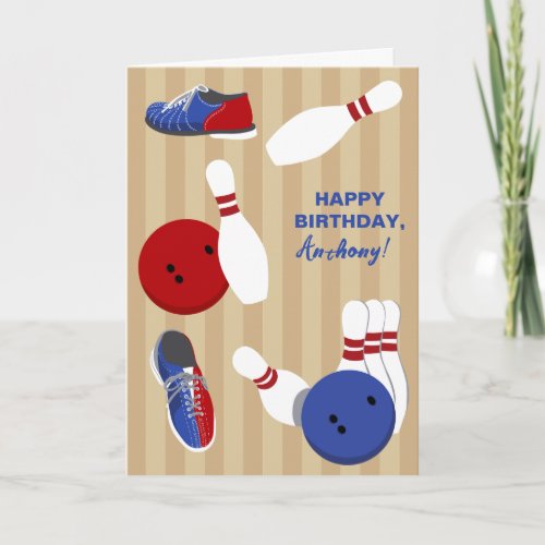 Personalized Bowling Themed Birthday Card