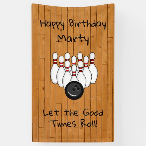 Personalized Bowling Themed Happy Birthday   Banner