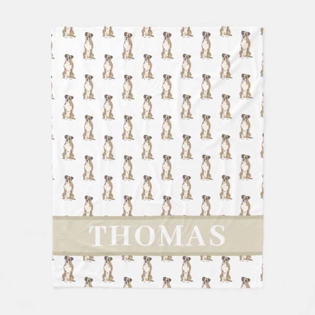 Personalized Boxer (Brindle)  Fleece Blanket (Front)
