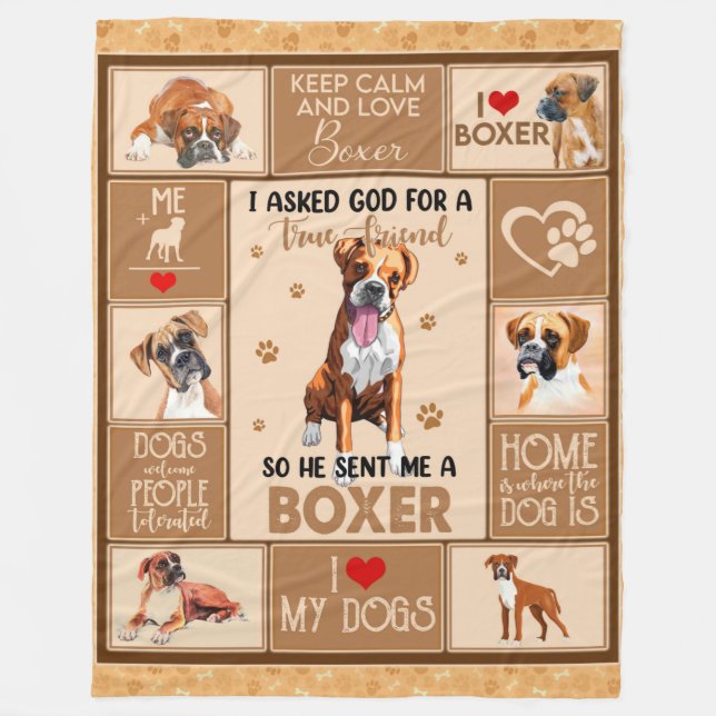 Personalized Boxer Dog Blanket, (Front)