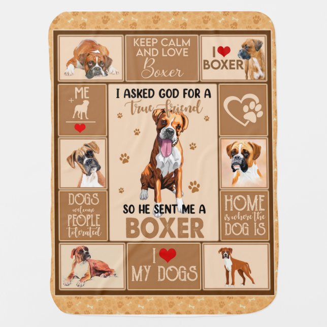 Personalized Boxer Dog Blanket, Baby Blanket (Front)