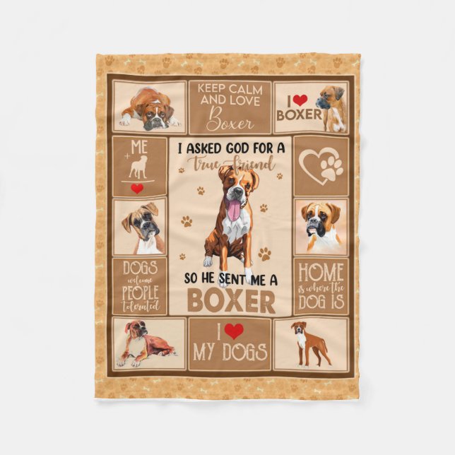 Personalized Boxer Dog Blanket, Dog Lover Gift (Front)