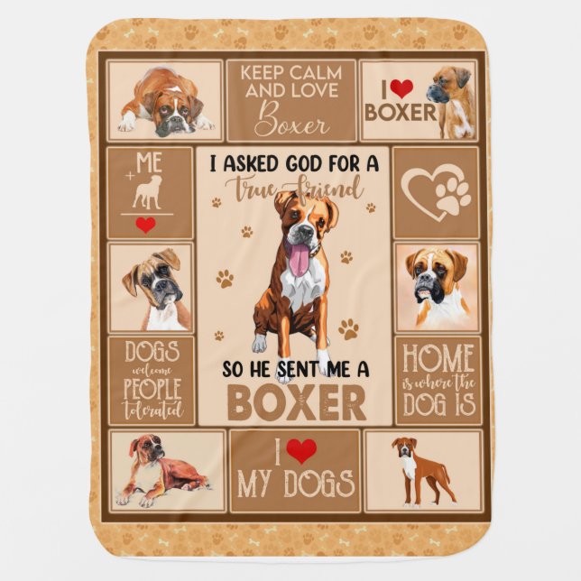 Personalized Boxer Dog Blanket, Dog Lover Gift Baby Blanket (Front)