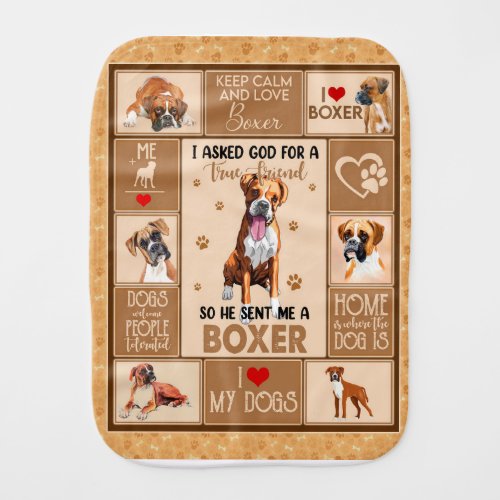 Personalized Boxer Dog Blanket Dog Lover Gift Baby Burp Cloth