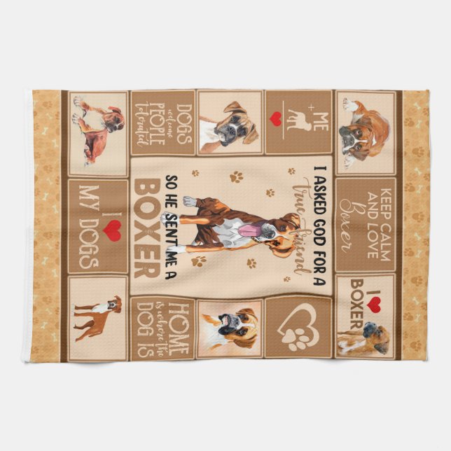 Personalized Boxer Dog Blanket, Dog Lover Gift Kitchen Towel (Horizontal)