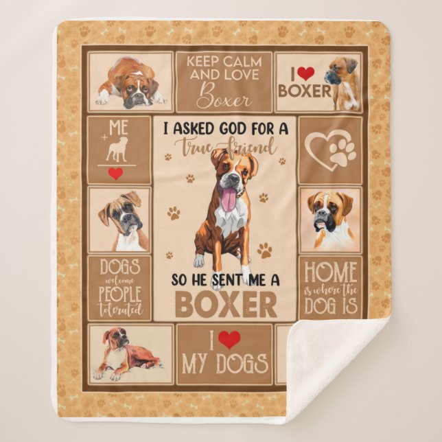 Personalized Boxer Dog Blanket, Dog Lover Gift Sherpa Blanket (Front)