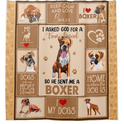 Personalized Boxer Dog Blanket Dog Lover Gift Shower Curtain