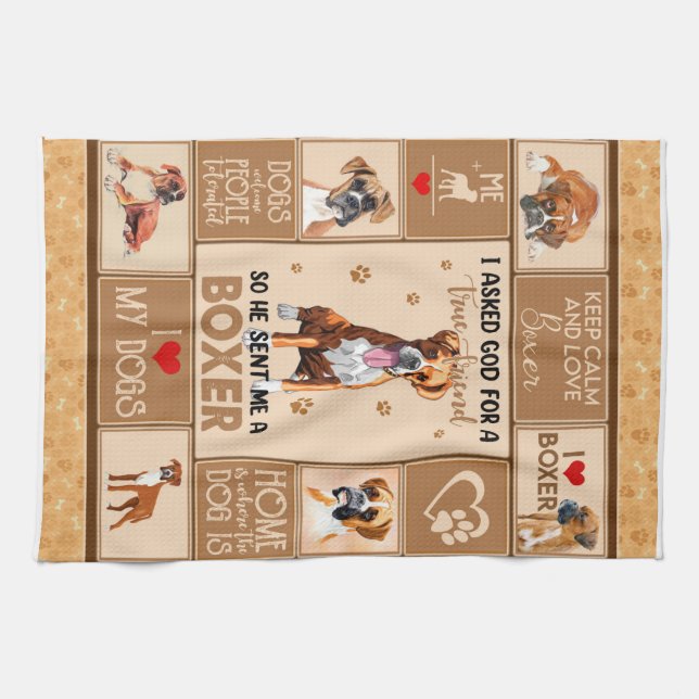 Personalized Boxer Dog Blanket Kitchen Towel (Horizontal)