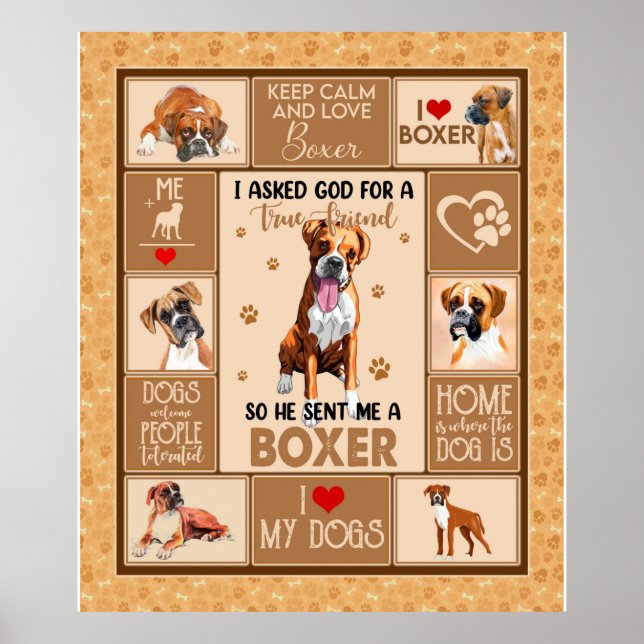 Personalized Boxer Dog Blanket Poster (Front)