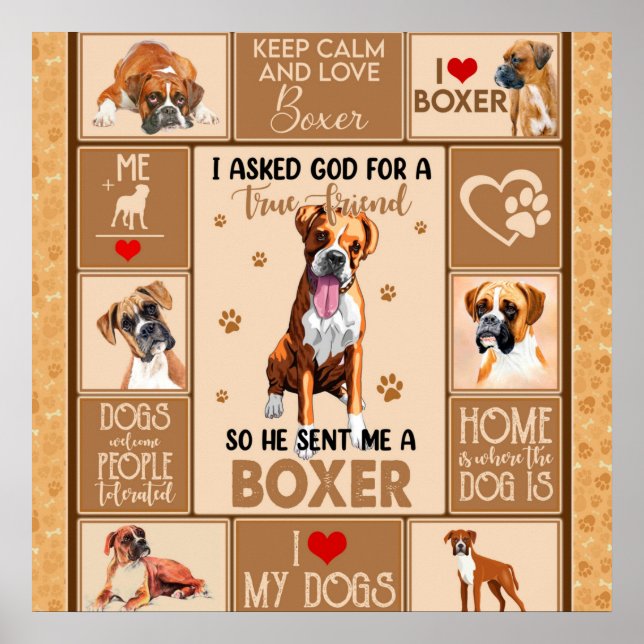 Personalized Boxer Dog Blanket, Poster (Front)