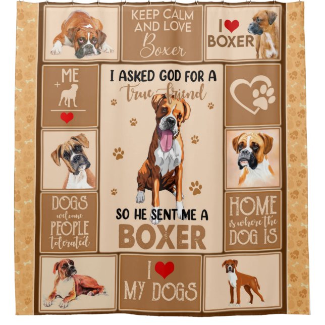Personalized Boxer Dog Blanket, Shower Curtain (Front)