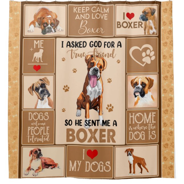 Personalized Boxer Dog Blanket, Shower Curtain (Front)