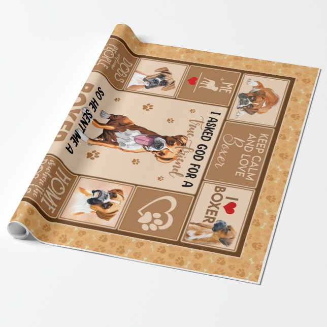 Personalized Boxer Dog Blanket Wrapping Paper (Unrolled)