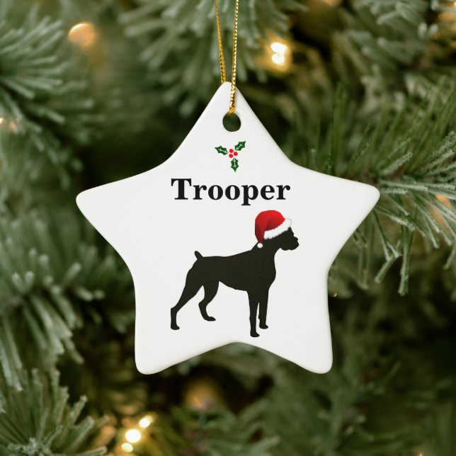 Personalized Boxer Dog Ceramic Ornament (Tree)