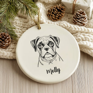 Personalized Boxer Dog Christmas Ceramic Ornament