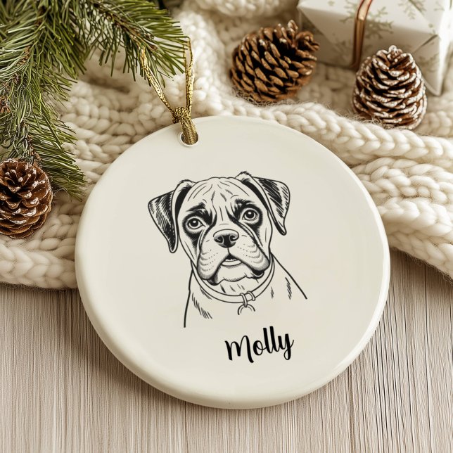 Personalized Boxer Dog Christmas Ceramic Ornament (Creator Uploaded)