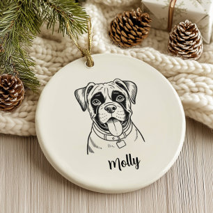 Personalized Boxer Dog Christmas Ceramic Ornament
