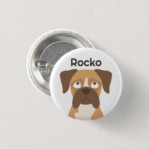 Personalized Boxer Dog Name Button, Custom Name Button